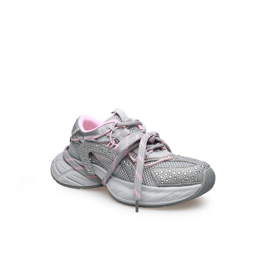 豪麟名鞋迪嘉女鞋时尚老爹鞋牛反绒面革+织物DJJGA61WX002灰色 商品图0