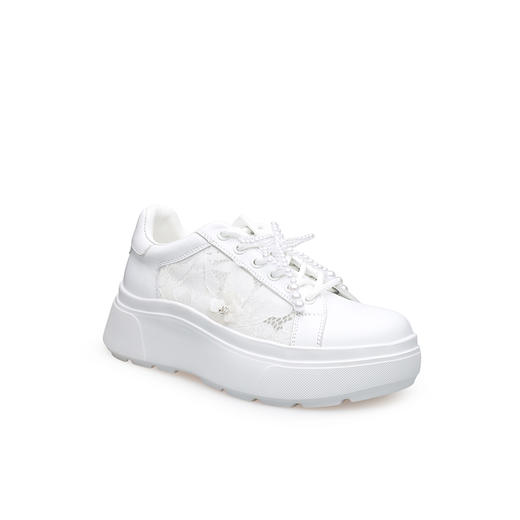 豪麟名鞋迪嘉女鞋时尚休闲鞋牛皮革+织物DJJGA61WX019白色 商品图0