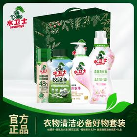 DH 水卫士织物套装（校服净1瓶+香氛洗衣液（樱花）1瓶+内衣洗衣液1瓶+除菌消臭鞋袜喷雾1瓶+中号礼盒1个）