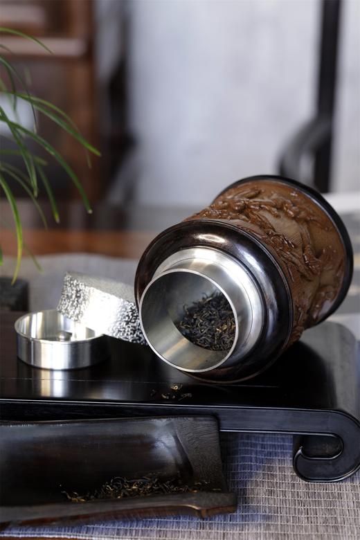 迎春图*锡胆竹雕茶叶罐 商品图7