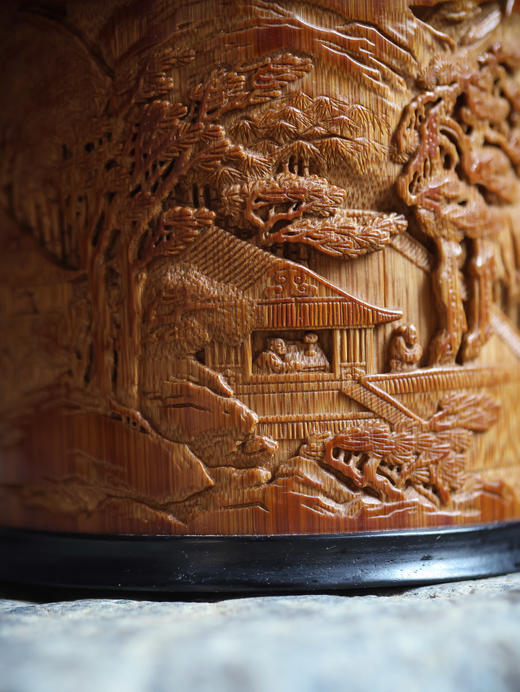 秋声赋°锡胆竹雕茶叶罐 商品图4