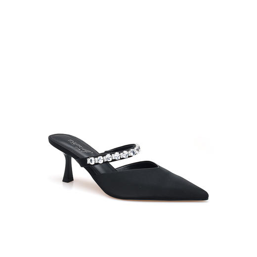 豪麟名鞋迪嘉女鞋穆勒鞋真丝牛皮革DJHJA61WB013黑色 商品图0