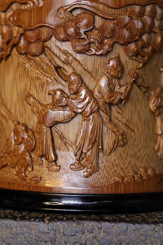 迎春图*锡胆竹雕茶叶罐 商品图10