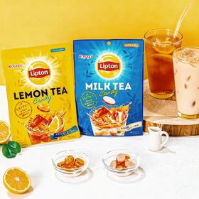 春日井立顿柠檬茶味/奶茶味糖果55g硬糖休闲零食袋装 064637/064638