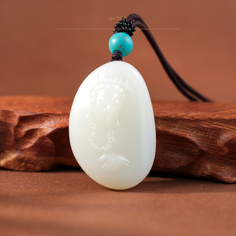 【官应】羊脂白玉观音挂件