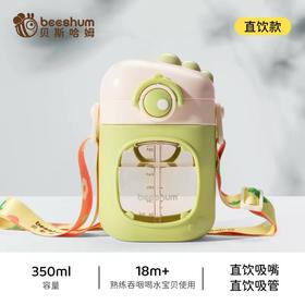 beeshum探险龙儿童水杯幼儿园外出防摔吸管学饮杯宝宝直饮喝水杯