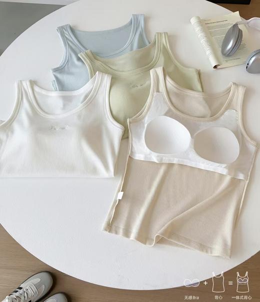 LS竹纤维女士时尚胸垫款条纹背心8032 商品图3