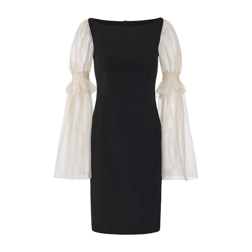 【圣保罗耳语】立体纱袖设计收腰连衣裙 商品图0