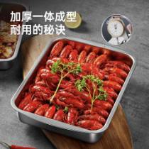 炊大皇盘子托盘餐盘长方形304不锈钢菜盘家用蒸鱼盘龙虾盘深盘可加热 304龙虾盘 商品图3