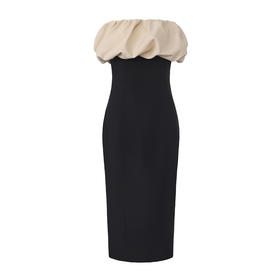 【白桃香槟】立体云朵环绕设计修身抹胸连衣裙