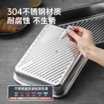 炊大皇盘子托盘餐盘长方形304不锈钢菜盘家用蒸鱼盘龙虾盘深盘可加热 304龙虾盘 商品图4