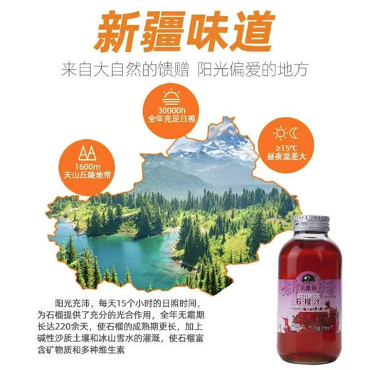 美疆源100%新疆石榴汁318ml 商品图1