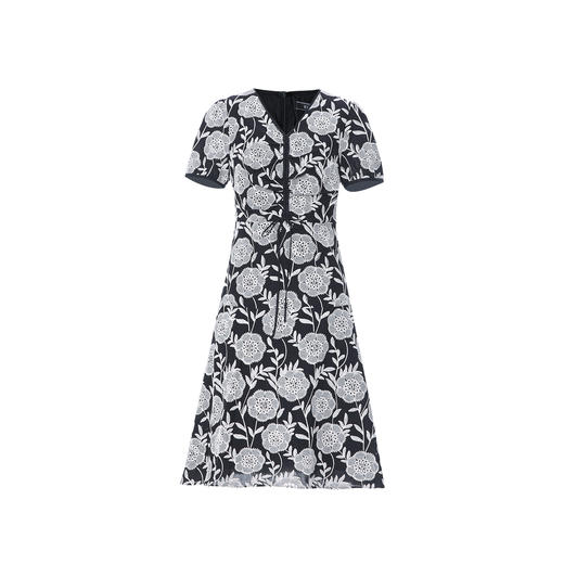 EITIE爱特爱气质V领收腰显瘦浪漫印花连衣裙夏季新款8207954 商品图5