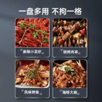 炊大皇盘子托盘餐盘长方形304不锈钢菜盘家用蒸鱼盘龙虾盘深盘可加热 304龙虾盘 商品图0