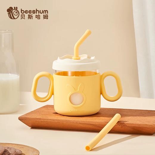 beeshum儿童牛奶刻度杯微波炉可加热专用玻璃喝水宝宝吸管米糊杯 商品图5