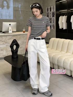 LS竹纤维女士时尚条纹半袖5706