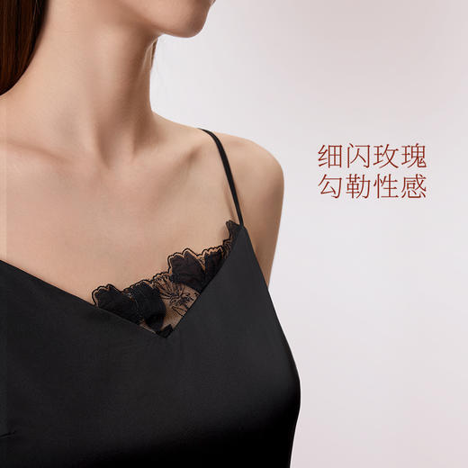 [浮光玫瑰睡裙]奶糖派浮光玫瑰吊带睡衣女长裙夏季丝滑性感浪漫可外穿睡裙家居服 商品图4