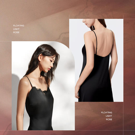 [浮光玫瑰睡裙]奶糖派浮光玫瑰吊带睡衣女长裙夏季丝滑性感浪漫可外穿睡裙家居服 商品图5