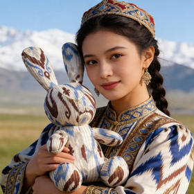 新疆·和田 艾德莱斯纹样 兔子玩偶