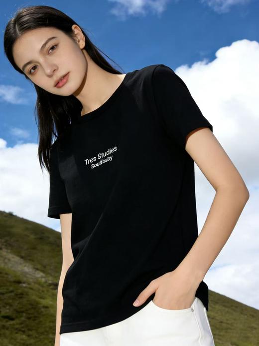 任选2件39.9元！超高性价比【自营】精致刺绣双排字母Taes … 薄棉95%圆领短袖T恤上衣-喜出 商品图0