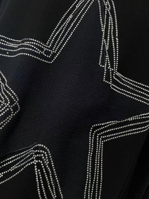 大版【自营】工艺/重工！烫钻➕刺绣边星星！潮牌复古宽松设计感中长短袖T恤-喜出 商品图4