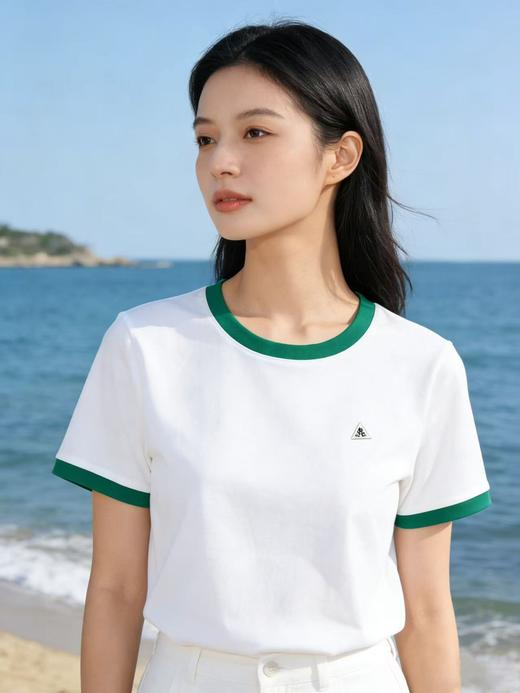 任选2件39.9元！超高性价比【自营】三角标绿撞色领！4006精梳棉95%圆领短袖T恤上衣-喜出 商品图0