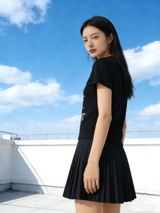 重工/工艺T【自营】星星➕字母钉珠刺绣！韩系设计感90棉T恤夏季-喜出 商品图3