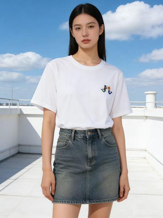 任选2件39.9元！超高性价比【自营】精致美人鱼刺绣！精梳棉95%圆领短袖T恤上衣-喜出 商品图0