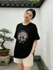 大版【自营】工艺/重工！彩盘口加国风网纱刺绣字母！潮牌复古宽松设计感中长短袖T恤-喜出 商品缩略图0