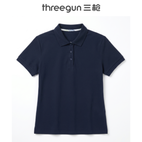 Threegun三枪 丝柔棉珠地翻领短袖女衫-10512A011