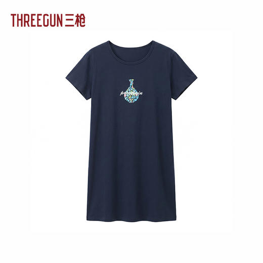 Threegun三枪 水柔棉圆领短袖女家居裙-T70030A01 商品图2