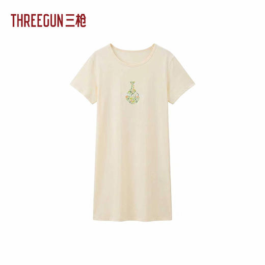 Threegun三枪 水柔棉圆领短袖女家居裙-T70030A01 商品图3