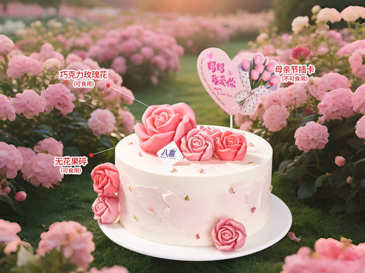 【母亲节-卷边玫瑰】冰淇淋/水果生日蛋糕 商品图1