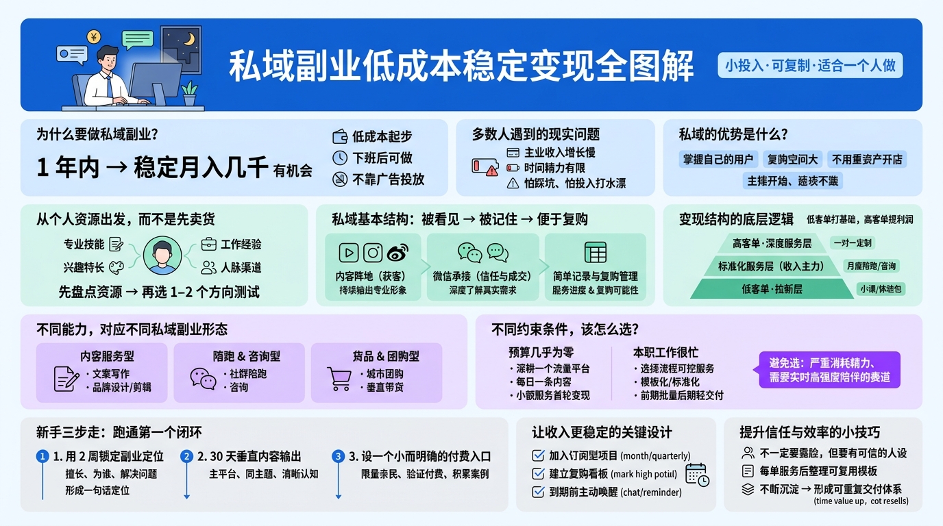 私域副业怎么做？低成本稳定变现指南