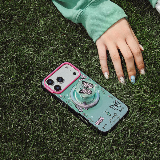 【Happiness Project】蝴蝶新生 POPCASE手机壳 MagSafe Popcase磁吸款 绿色 植物花卉 镜面壳 iPhone17/16/15/14/13 商品图1