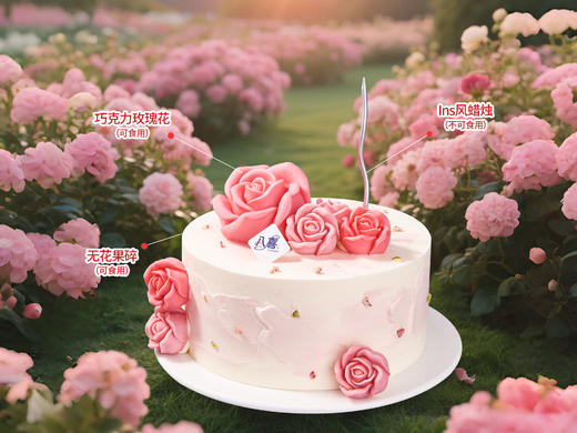 【卷边玫瑰】冰淇淋/水果生日蛋糕 商品图1