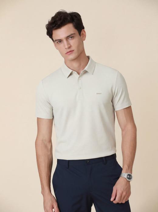 SANY男士翻领Polo衫321C-杏色 商品图1