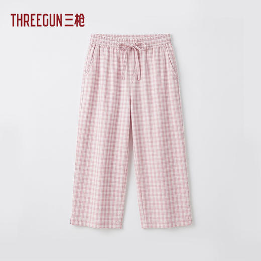 Threegun三枪 纯棉彩格女士家居中裤-T60031B01 商品图1