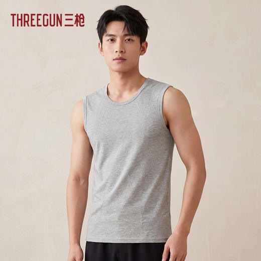 Threegun三枪 舒肤弹力棉圆领无袖男衫-T30005A01 商品图1