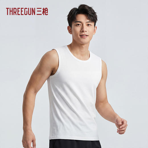 Threegun三枪 舒肤弹力棉圆领无袖男衫-T30005A01 商品图2