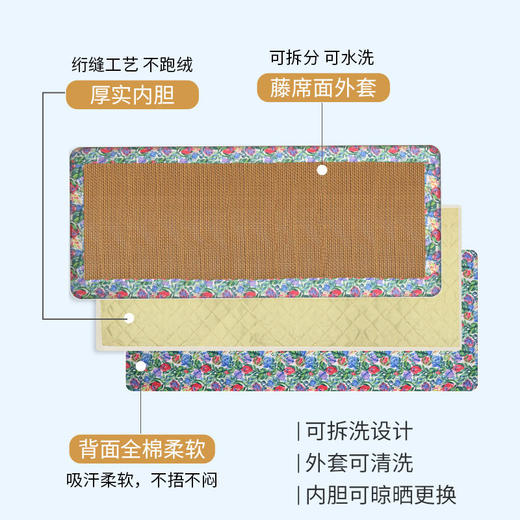 <有书甄选>凉席艾灸毯家用夏凉毯子印花藤席艾草毯透气艾绒垫子可拆洗艾灸毯 商品图2
