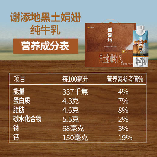 （仅发广东）谢添地梦幻盖4.3g黑土娟姗纯牛奶 250ml/瓶*10 商品图3
