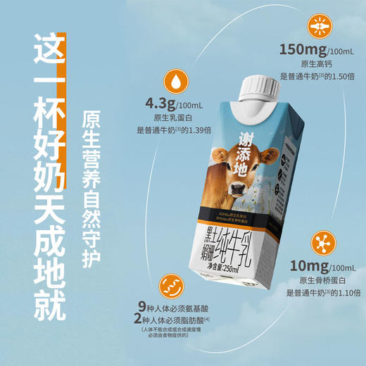 （仅发广东）谢添地梦幻盖4.3g黑土娟姗纯牛奶 250ml/瓶*10 商品图2