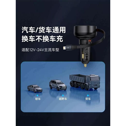 倍思 途享Pro车载充电器 C+iP伸缩线55W 双口独立充 兼容多协议快充 星曜黑 商品图4