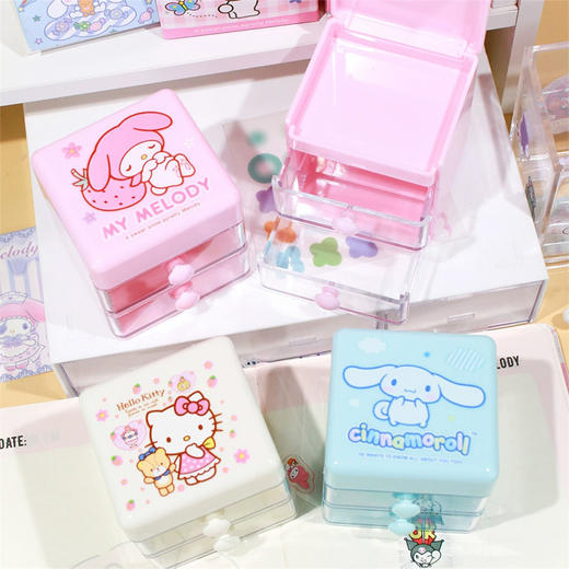 美国 Hello Kitty 迷你抽屉式收纳柜 小物件储物 双层首饰整理盒 商品图4