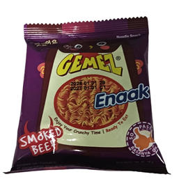 印尼GEMEZ ENAAK 烟熏牛肉味小鸡干脆面14g（B16-04-03)