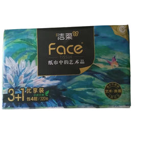 洁柔 纸面巾(Face艺术软抽)80抽4层(4包装)(油画)(E3-02-02)
