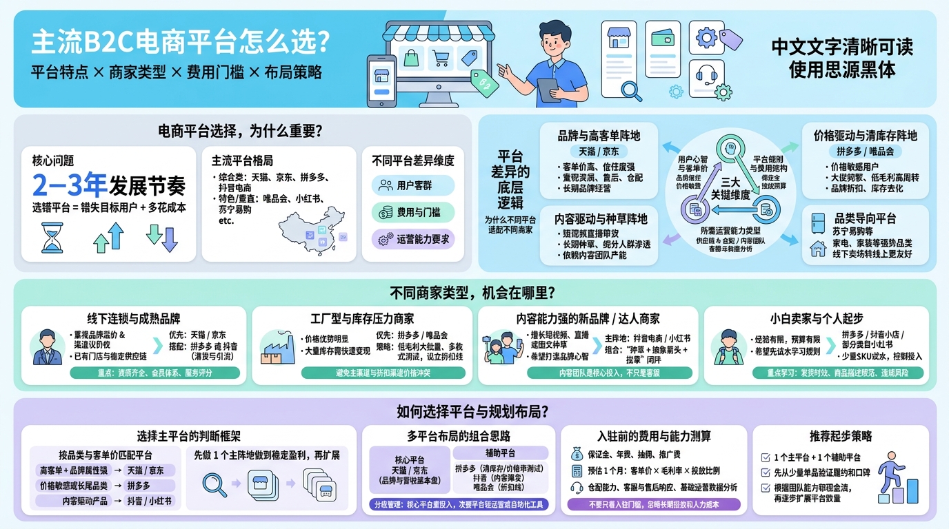 主流B2C电商平台有哪些，特点各是什么？