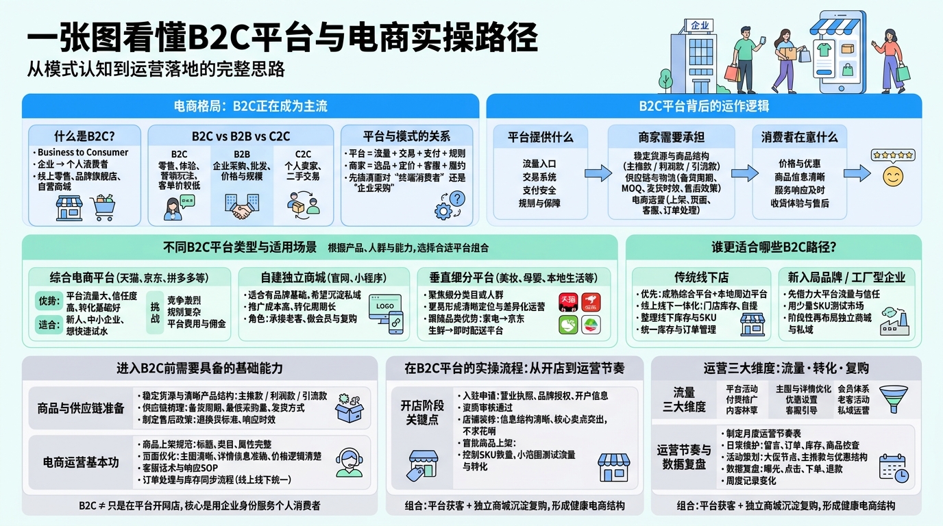 B2C平台是什么意思？和B2B、电商平台有何区别