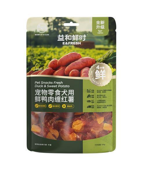 益和鲜时 犬用宠物零食鲜鸭肉缠红薯100g 商品图0